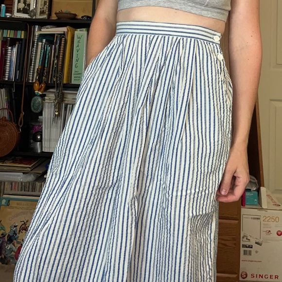 80s Striped Seersucker Skirt - Picture 5 of 11